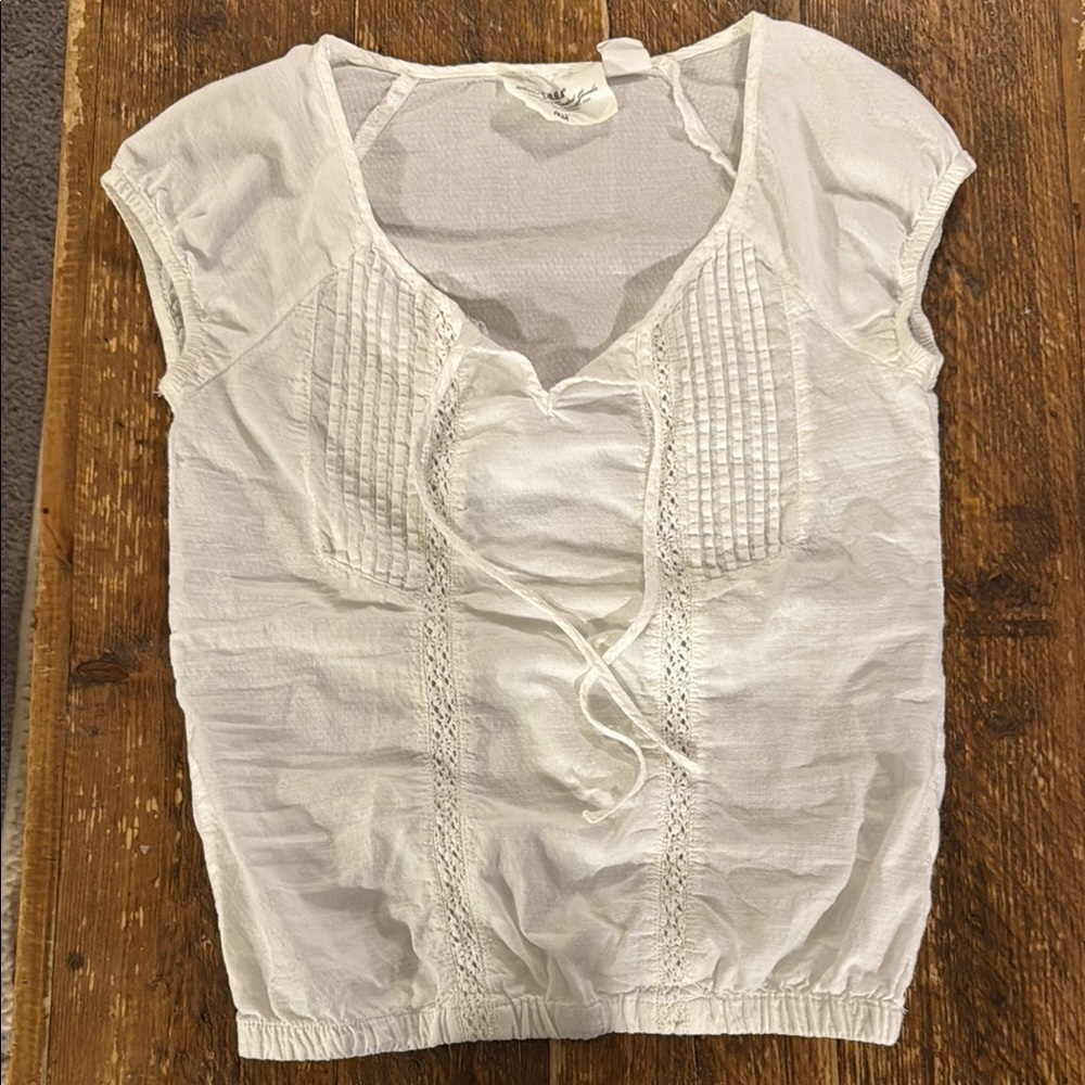 H&M Women's White Slim Lace-Up Top